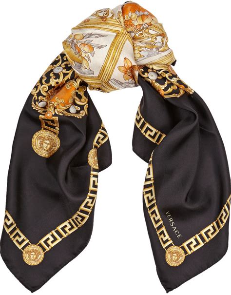 versace tile silk scarf|Versace printed silk scarf.